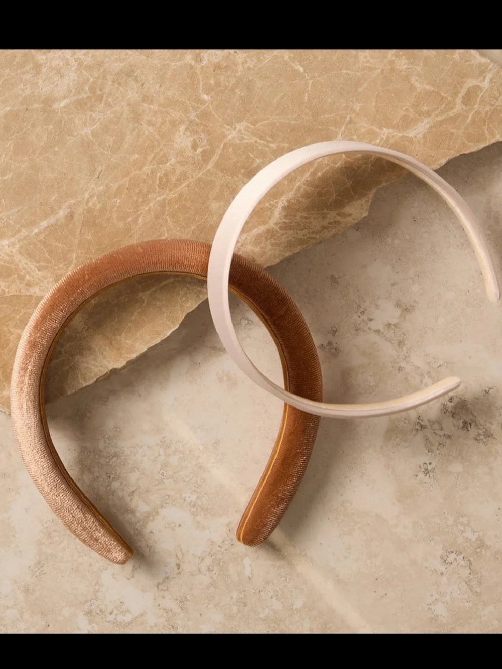 2 Piece Cream & Camel Satin & Velvet Headbands